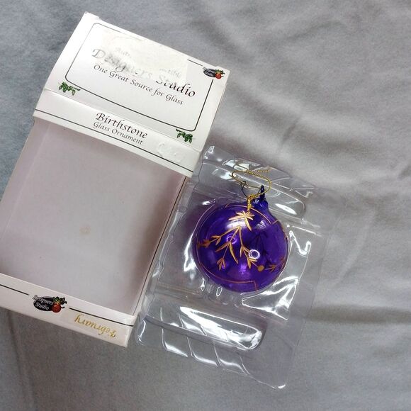 Designers Studio Glass Ornament Handmade Christmas Purple Gold Holiday Decor - Picture 5 of 7